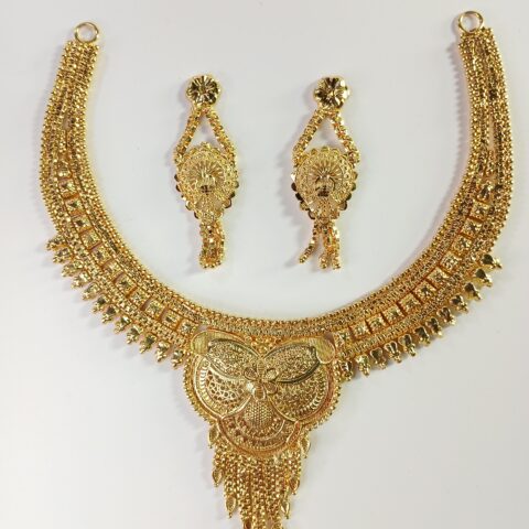 ekai Bridal Micro Gold Necklace Set With Warrings For Women