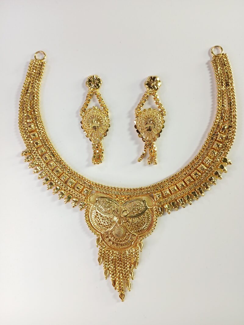 ekai Bridal Micro Gold Necklace Set With Warrings For Women