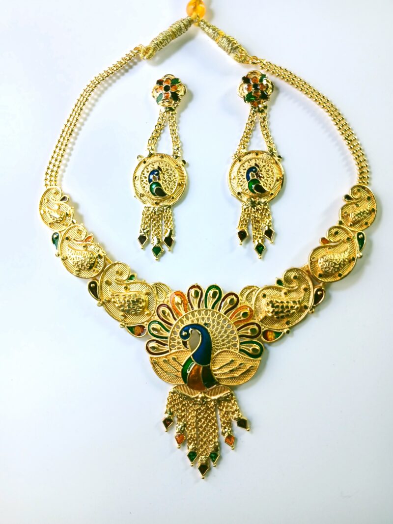 ekai Bridal Micro Gold Necklace Set With Earrings For Women