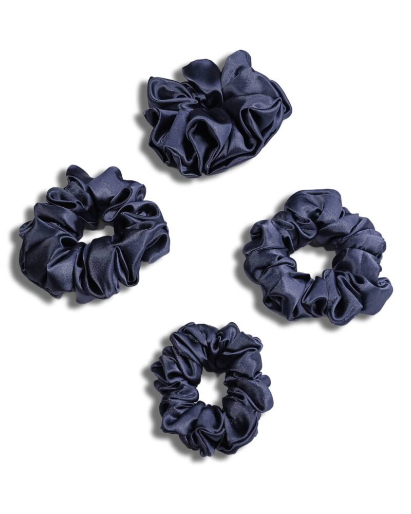 Ekai Scrunchies in Violet Blue | premium Satin Scrunchies | M,L,XL | Skinny | Mini - Image 3