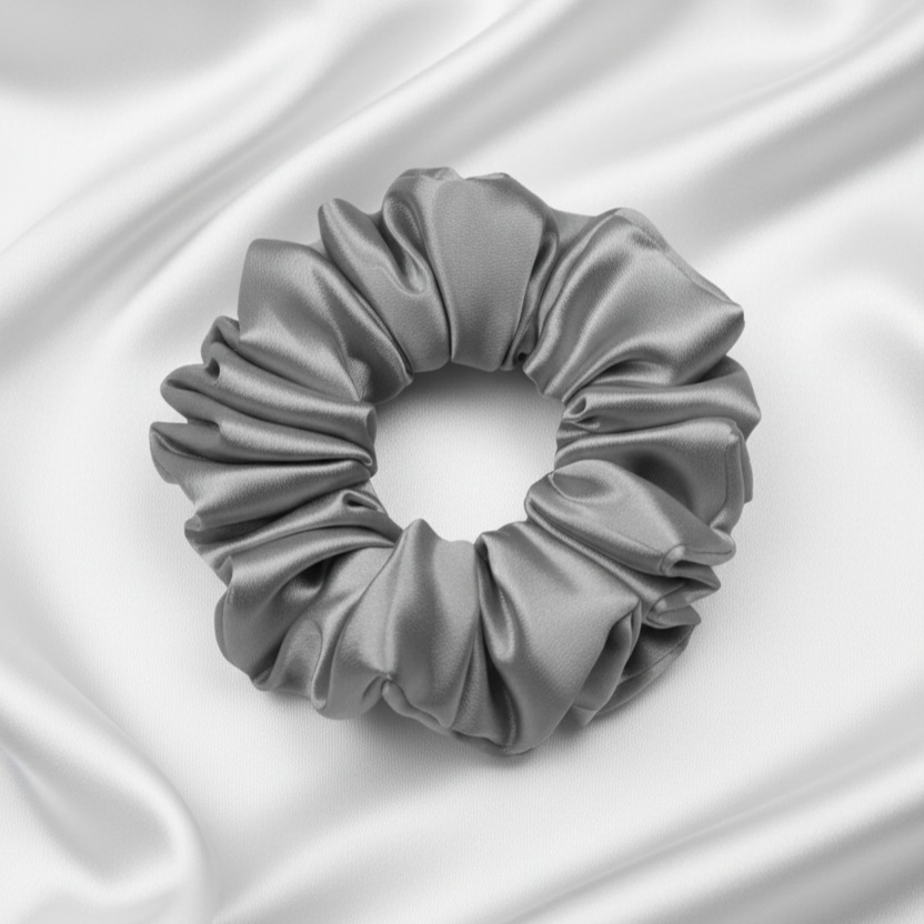 Ekai Scrunchies in Slate Grey | premium Satin Scrunchies  Skinny | Mini | L | XL