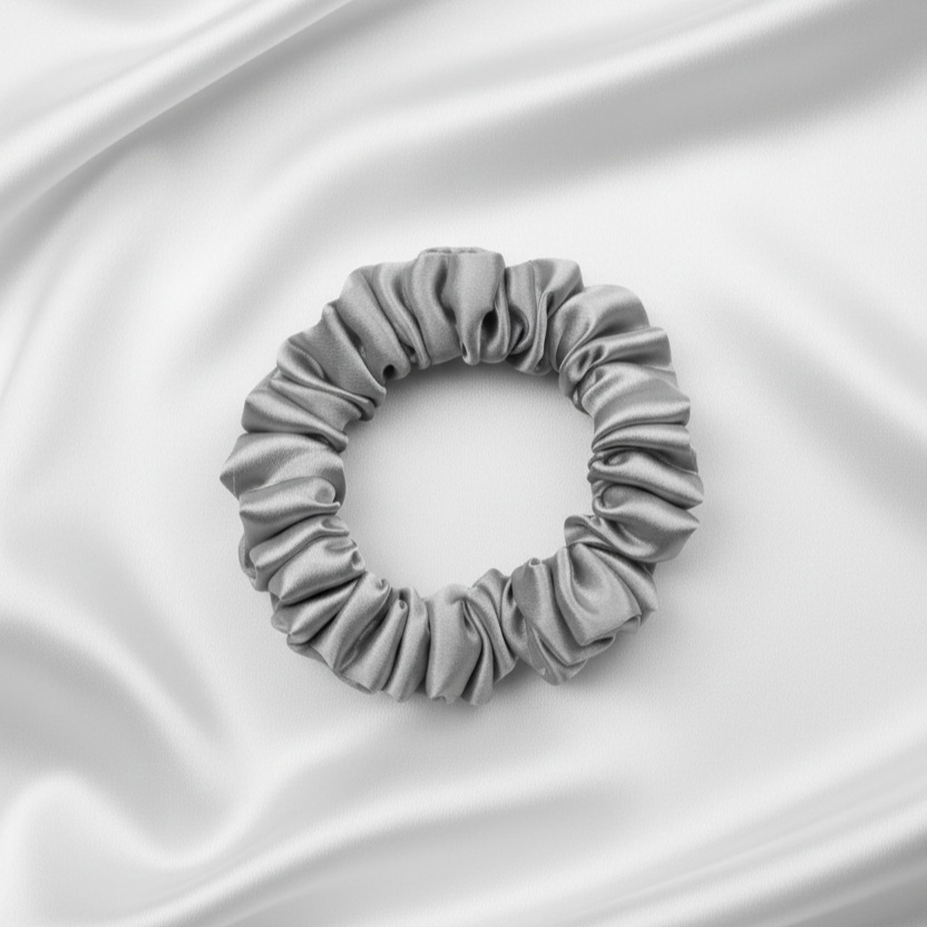 Ekai Scrunchies in Slate Grey | premium Satin Scrunchies  Skinny | Mini | L | XL - Image 2