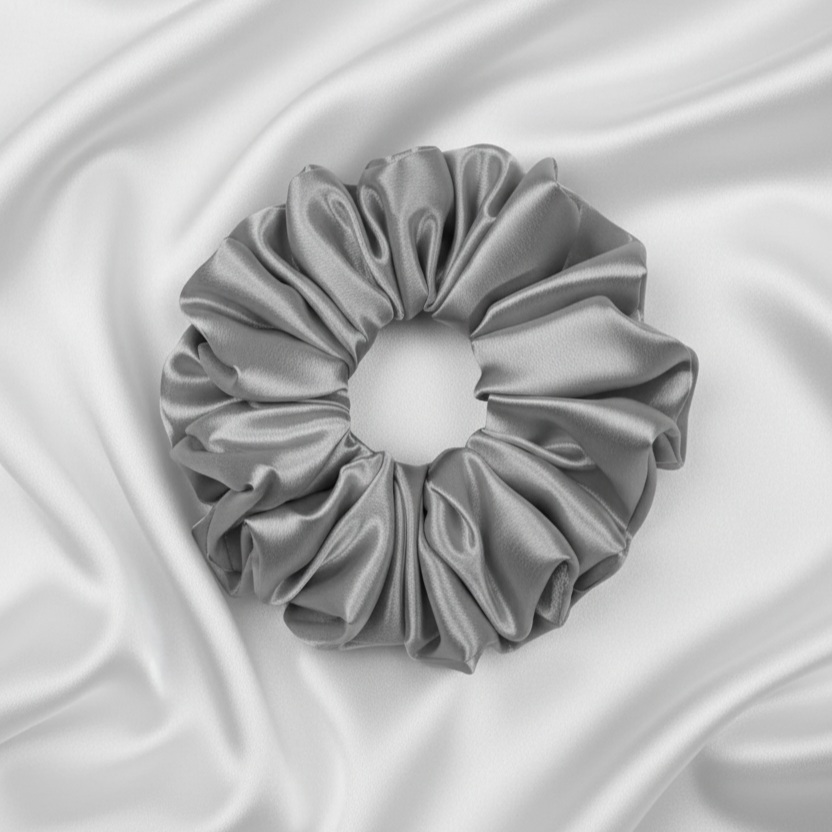 Ekai Scrunchies in Slate Grey | premium Satin Scrunchies  Skinny | Mini | L | XL - Image 3