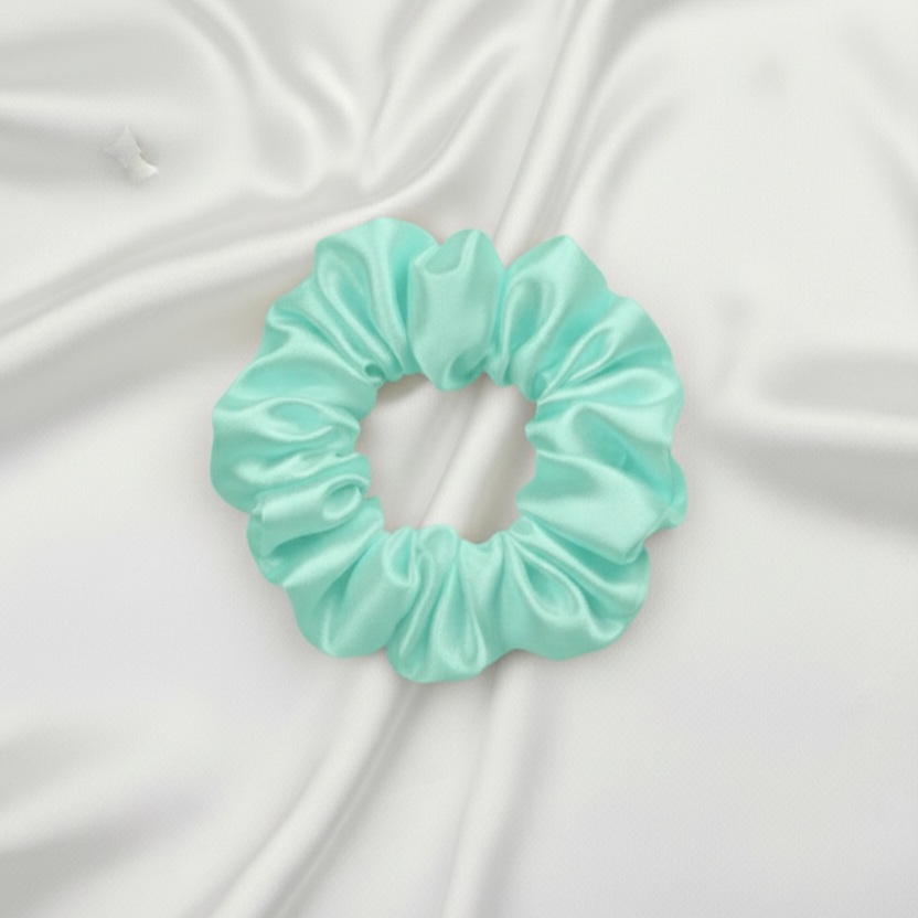 Ekai Scrunchies in Tiffrany Blue | premium Satin Scrunchies | Skinny | Mini | L | XL - Image 2